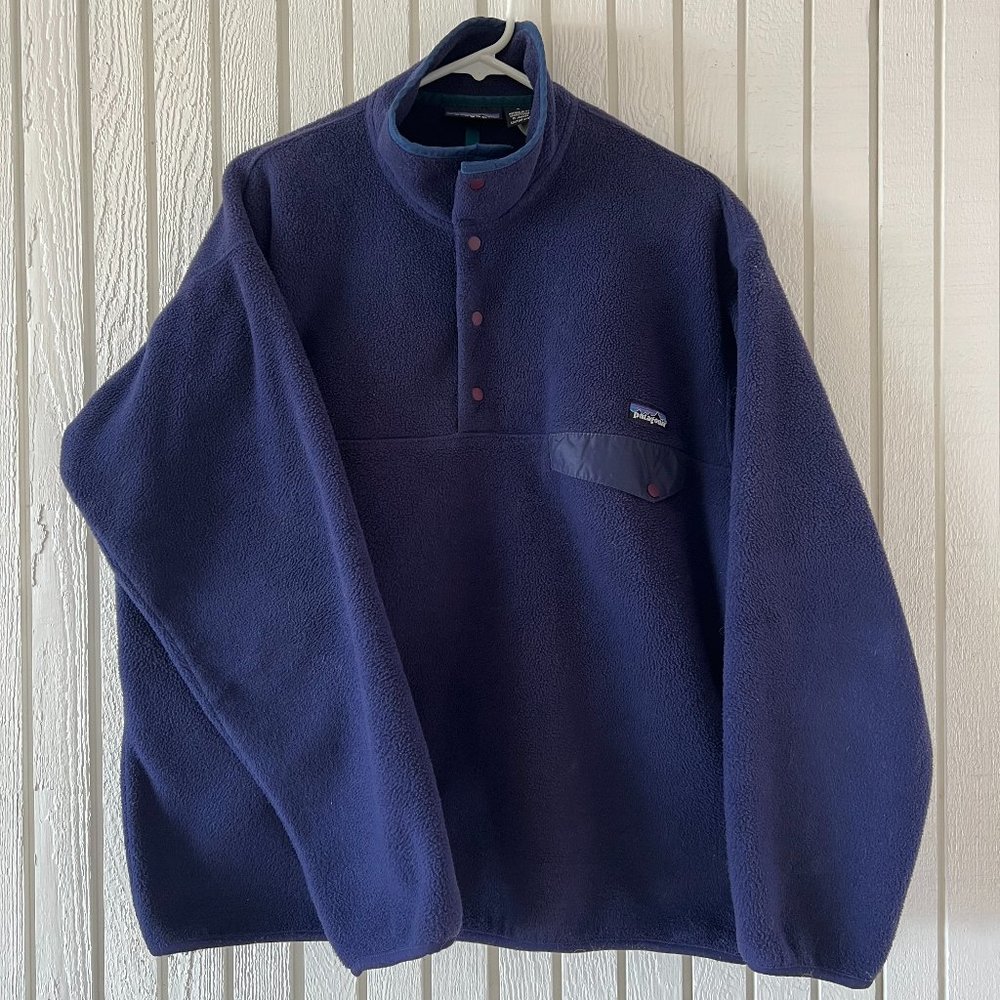 Men's Patagonia Synchilla Snap-T Pullover, Size L, Medium Blue